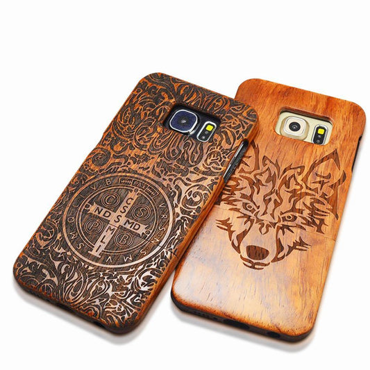 Natural Wood Embossed Case For iPhone 5 5s SE 6 6s Plus Samsung Galaxy S6 S7 edge Plus S5 S4 S3 Note 7 5 4 Carving Wooden Funda
