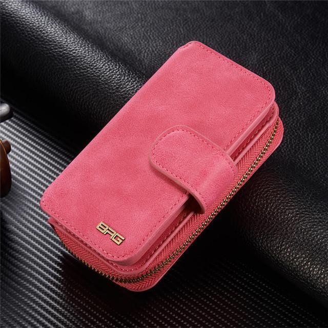 Multifunction Wallet Leather Case For iPhone7 7Plus 6S 6Plus 5S SE Zipper Purse Pouch Phone Cases Lady Women Style Handbag Cover